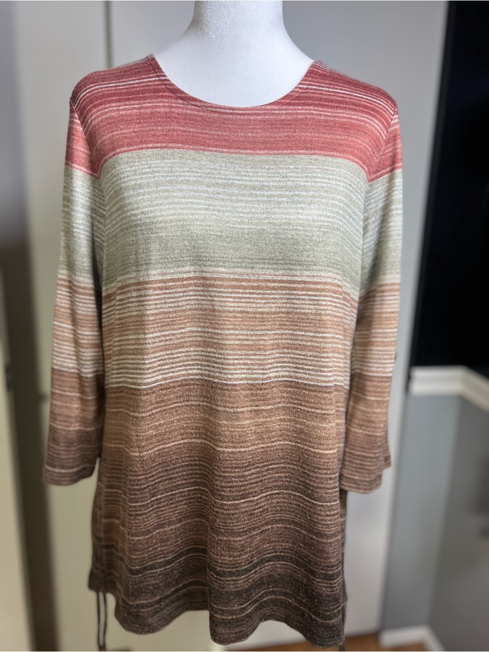 Christopher & Banks Ombre Stripe Knit Tunic in Coral, Cream, Tan, Brown